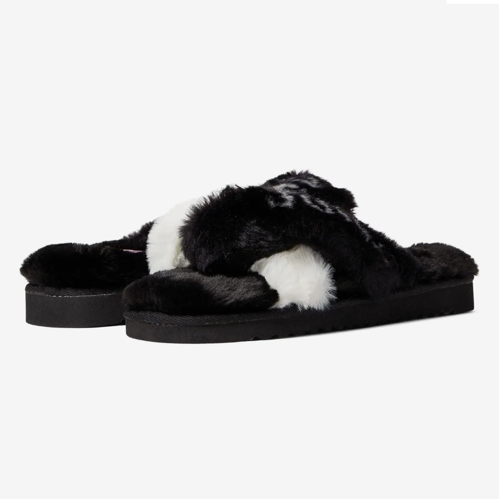 NIB Juicy Couture Highnyss Black Faux Fur Slippers - Picture 3 of 11